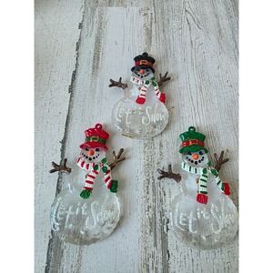 Snowman ornament let It Snow glitter set Xmas tree